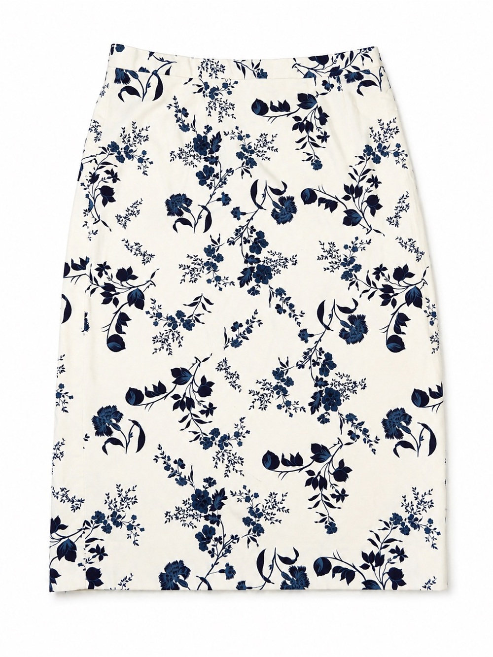 Floral Pencil Skirt in Navy on Cream